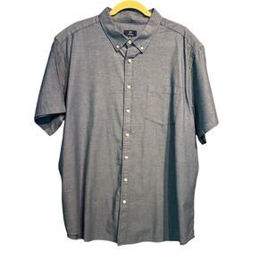 NWT George Size 2XL Short Sleeve Button Up Blue Chambray Business Casual